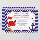 nautical crab baby shower 招待状 (正面/裏面)