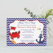 nautical crab baby shower 招待状 (スタンド正面)