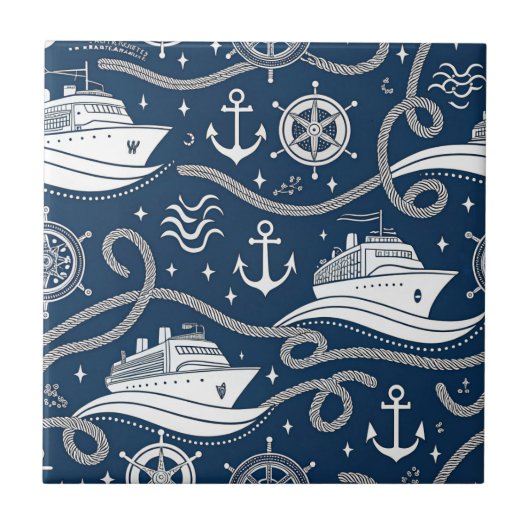 Nautical Cruise Seamless Pattern タイル (正面)