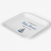 Nautical Cute Sailboat Baby Boy Couples Shower ペーパープレート (傾斜あり)