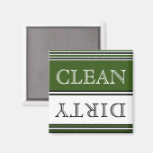 Nautical Dark GreenDishwasher Dirty Clean マグネット (正面/裏面)