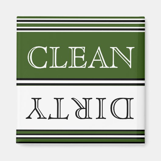 Nautical Dark GreenDishwasher Dirty Clean マグネット (正面)