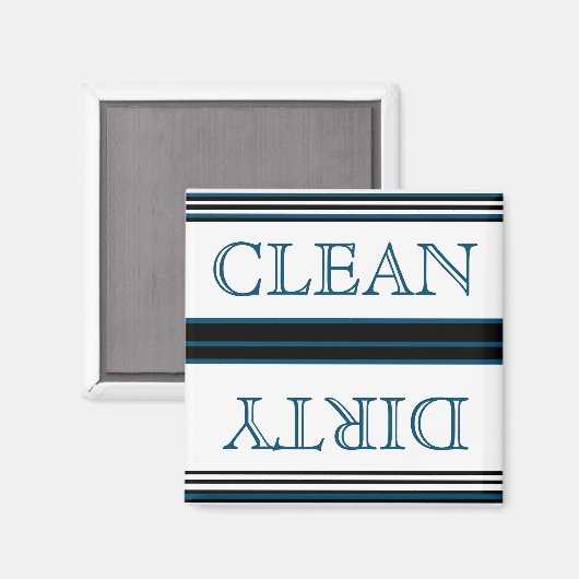 Nautical Dark Teal Blue Dishwasher Dirty Clean マグネット (正面/裏面)