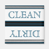 Nautical Dark Teal Blue Dishwasher Dirty Clean マグネット (正面)