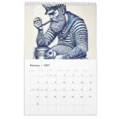 Nautical Delft Blue – Vintage Sailor Calendar カレンダー (2月 2027)