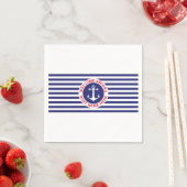 Nautical Design with Navy Stripes スタンダードカクテルナプキン (インサイチュ)