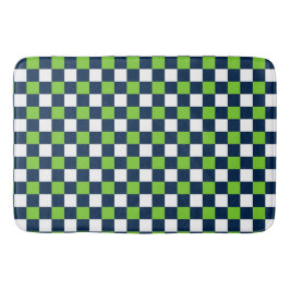 Nautical Doodles – Lime & Navy Mini Check バスマット