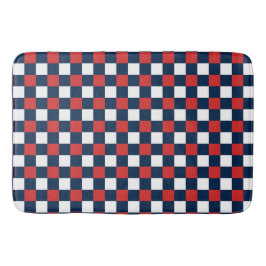 Nautical Doodles – Red & Navy Mini Check バスマット