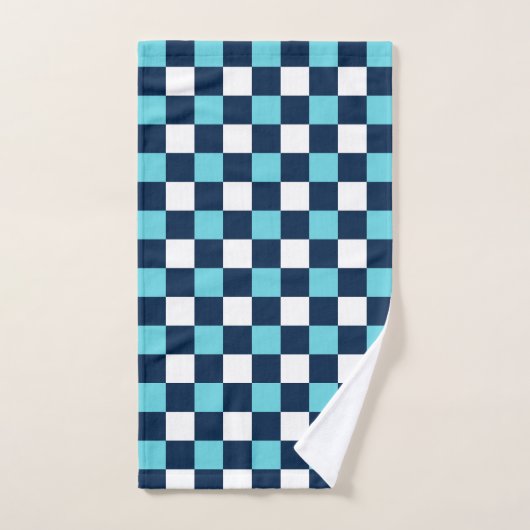 Nautical Doodles – Turquoise & Navy Coastal Stripe バスタオルセット (ハンドタオル)