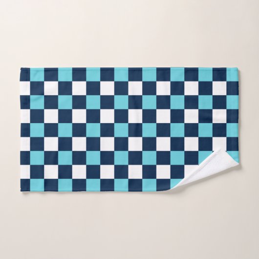 Nautical Doodles – Turquoise & Navy Coastal Stripe バスタオルセット (ハンドタオル)