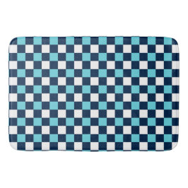 Nautical Doodles – Turquoise & Navy Mini Check バスマット