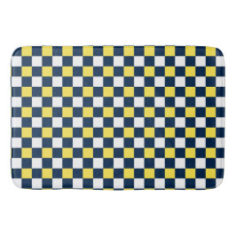 Nautical Doodles – Yellow & Navy Mini Check バスマット