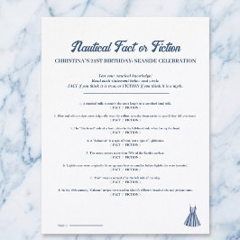 Nautical Fact or Fiction Birthday Party Game Sheet