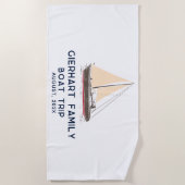 Nautical Family Boat Trip Sailing Custom ビーチタオル (正面)