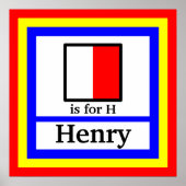 Nautical Flag is for H and Your Child's Name ポスター (正面)