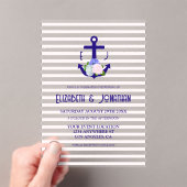 Nautical Floral Stripes Wedding アクリル招待状 (インサイチュ (ポータブル))