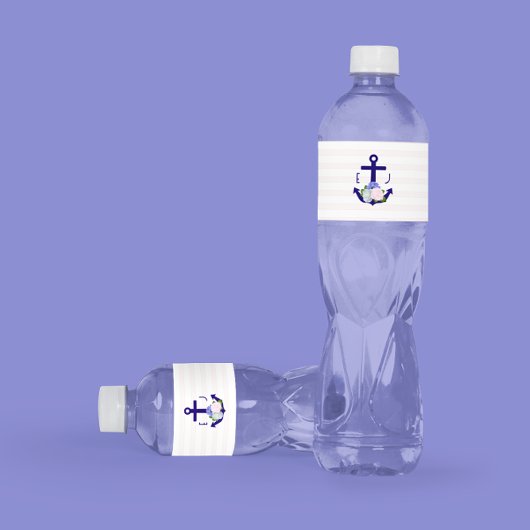 Nautical Floral Stripes Wedding ペットボトルラベル