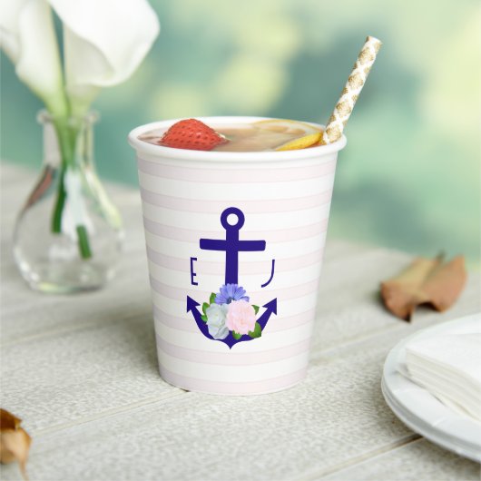 Nautical Floral Stripes Wedding 紙コップ (インサイチュ)