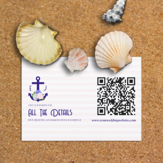 Nautical Floral Stripes Wedding Details エンクロージャーカード