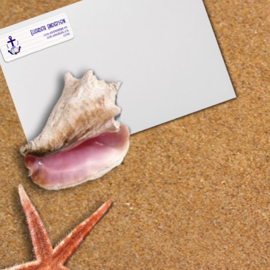 Nautical Floral Stripes Wedding Return Address ラベル