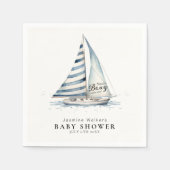 Nautical fun  "Nauti-Bouy" Sailboat baby shower スタンダードカクテルナプキン (正面)