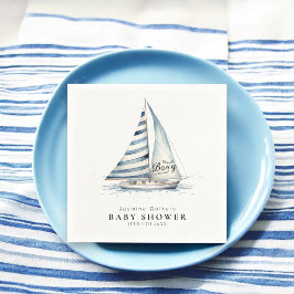 Nautical fun  "Nauti-Bouy" Sailboat baby shower スタンダードカクテルナプキン