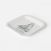 Nautical fun "Nauti-Bouy" Sailboat baby shower ペーパープレート (傾斜あり)