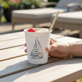 Nautical fun  "Nauti-Bouy" Sailboat baby shower 紙コップ