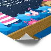 Nautical Girl Monkey Pink Navy Birth Statistics ポスター (角)