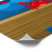 Nautical Girl Monkey Red Navy Birthday Welcome ポスター (角)