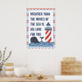 Nautical God is Mighty Psalm 93 Large Poster ポスター (キッチン)
