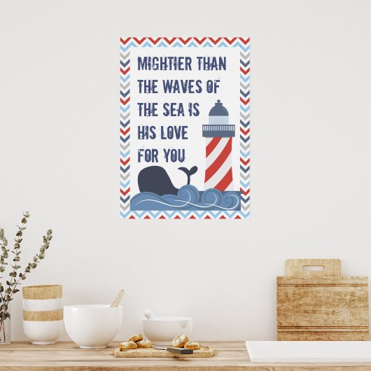 Nautical God is Mighty Psalm 93 Large Poster ポスター (キッチン)