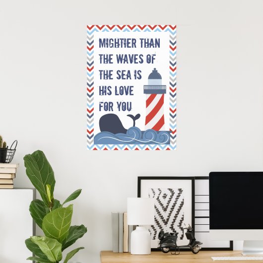 Nautical God is Mighty Psalm 93 Large Poster ポスター (ホームオフィス)