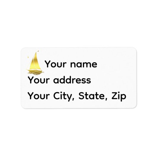 Nautical gold sailboat/ship/vessel silhouette ラベル (正面)