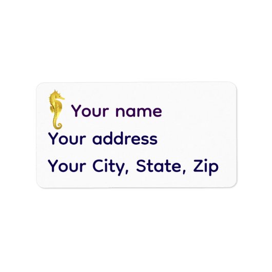 Nautical gold seahorse golden image/silhouette  ラベル (正面)