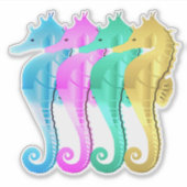 Nautical gold tone colorful seahorses/seahorse シール (正面)