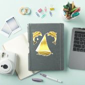 Nautical gold tone dolphin/porpoise + sailboat シール (iPadカバー)