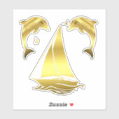 Nautical gold tone dolphin/porpoise + sailboat シール (シート)