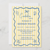 Nautical Graduation Party Invitation Blue Coastal 招待状 (正面)