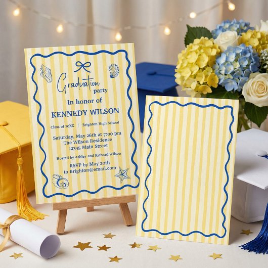 Nautical Graduation Party Invitation Blue Coastal 招待状