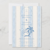 Nautical Hand Drawn Palm Tree Wedding 招待状 (正面)