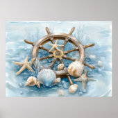 Nautical Helm Coastal Wall Art Print | Wall Poster ポスター (正面)