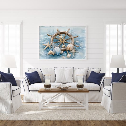 Nautical Helm Coastal Wall Art Print | Wall Poster ポスター