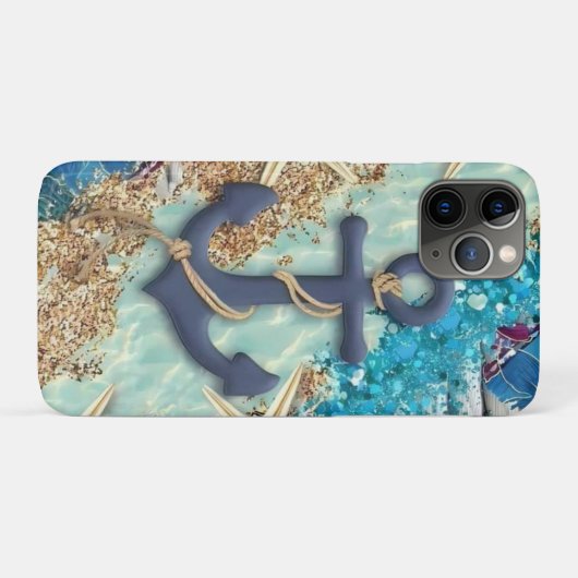 Nautical iPhone Case with Blue Anchor Case-Mate iPhoneケース (裏面(横))