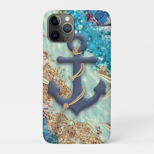 Nautical iPhone Case with Blue Anchor Case-Mate iPhoneケース (裏)