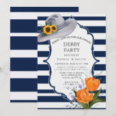 Nautical Kentucky Derby Party Invitation Navy Stri 招待状 (正面/裏面)