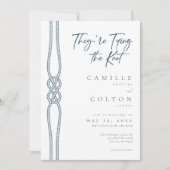 Nautical Knot Tying Knot Coastal Two Sided Wedding 招待状 (正面)