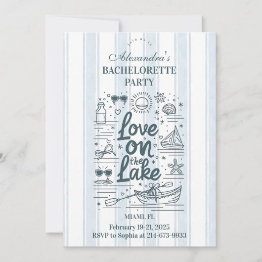 Nautical Lake Weekend Bachelorette Itinerary 招待状 (正面)