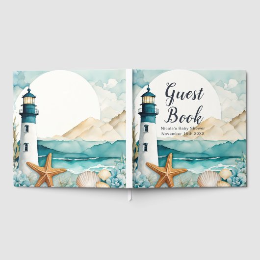 Nautical Lighthouse Baby Shower  ゲストブック (全面)