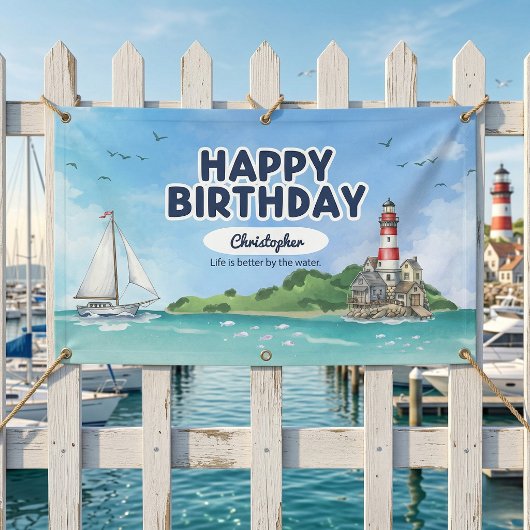 Nautical Lighthouse Birthday Banner 横断幕